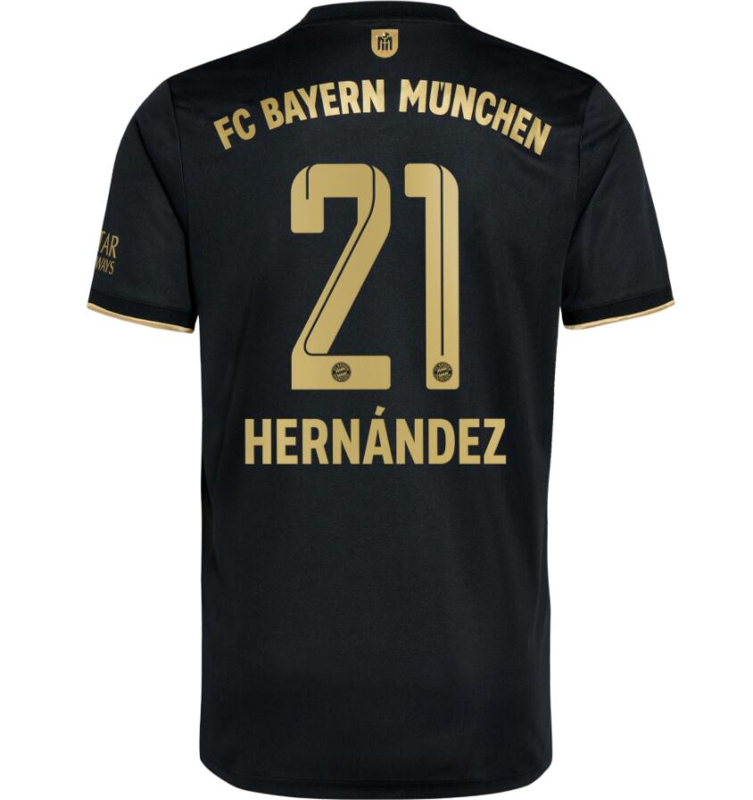 2021/22 FC Bayern Munchen Away Kit Soccer Jersey with Hernández 21 printing